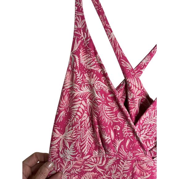 Patagonia Amber Dawn Dress Women L Pink Floral Criss Cross Back Worn Wear - Picture 3 of 8